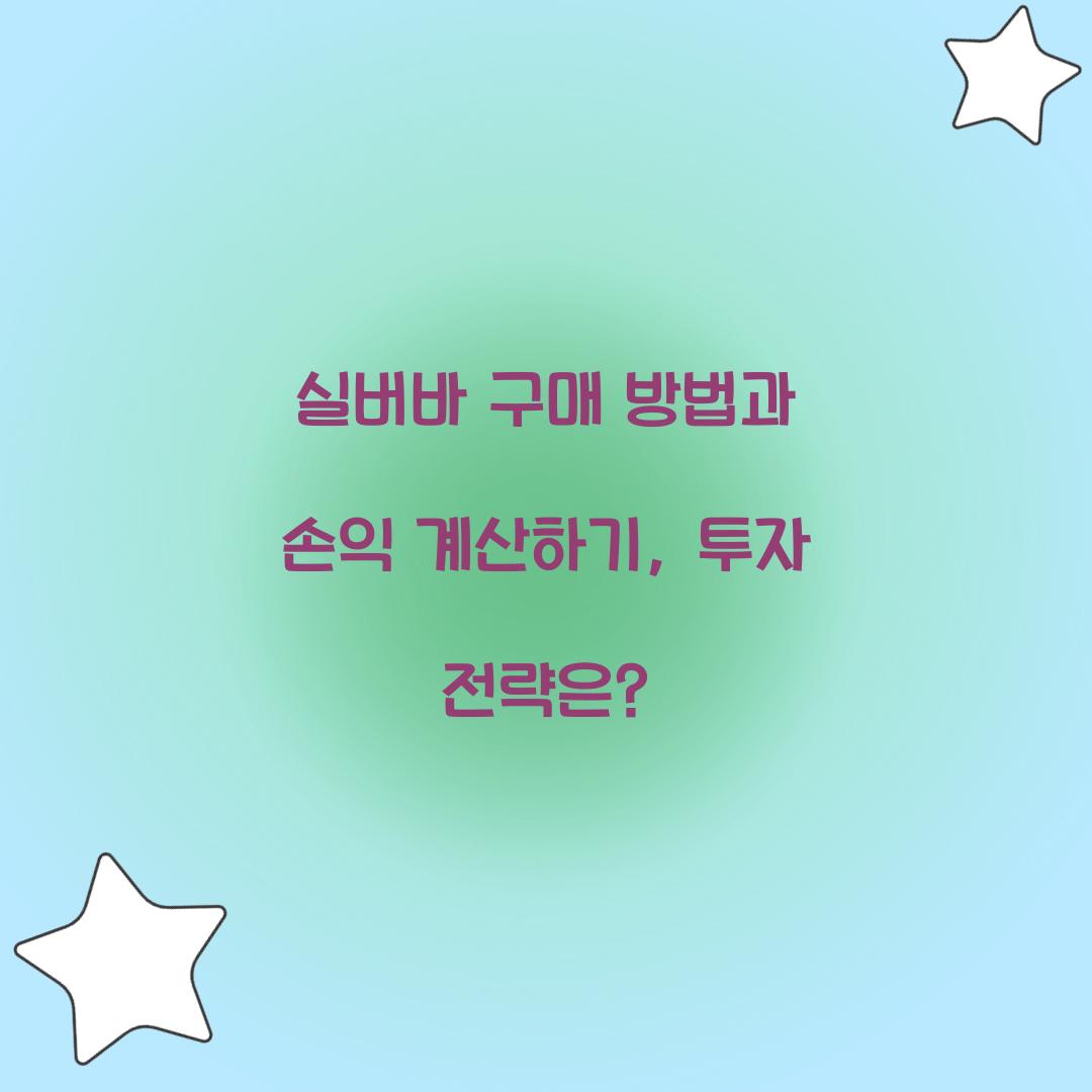 실버바 구매