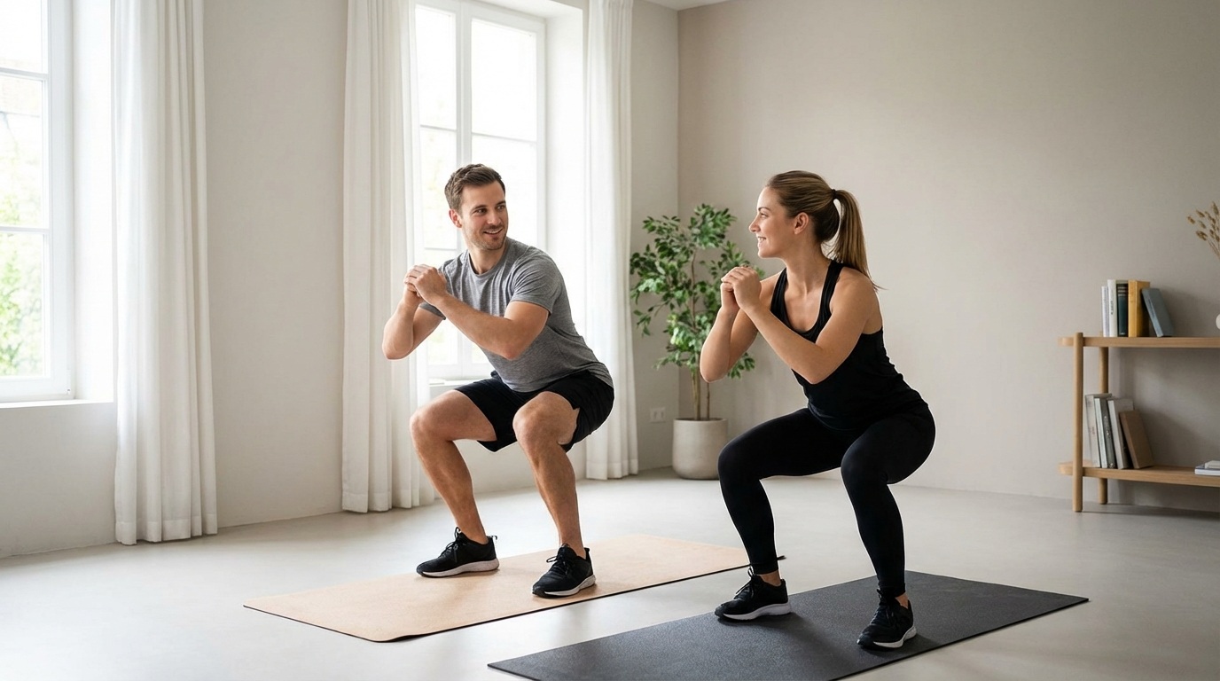 실내 스쿼트 맨몸운동