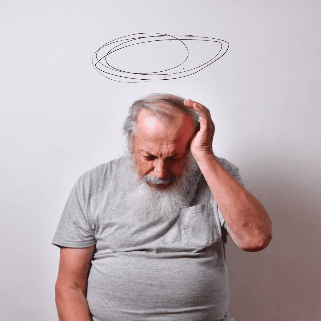 머리가 어지러운 노인