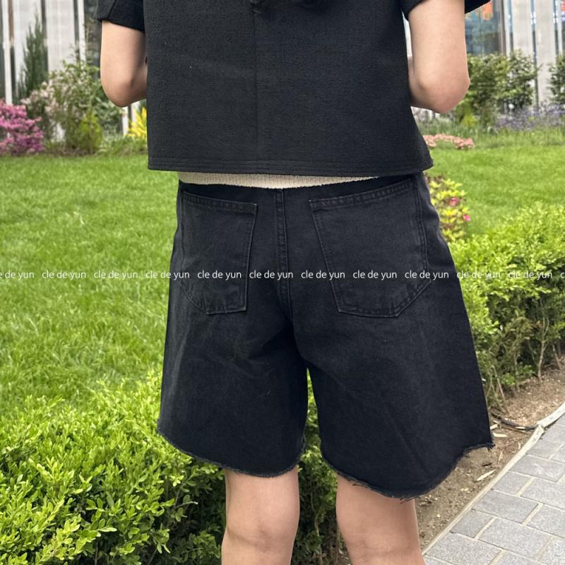 흑청반바지 5부 데님 팬츠 블랙진 청반바지