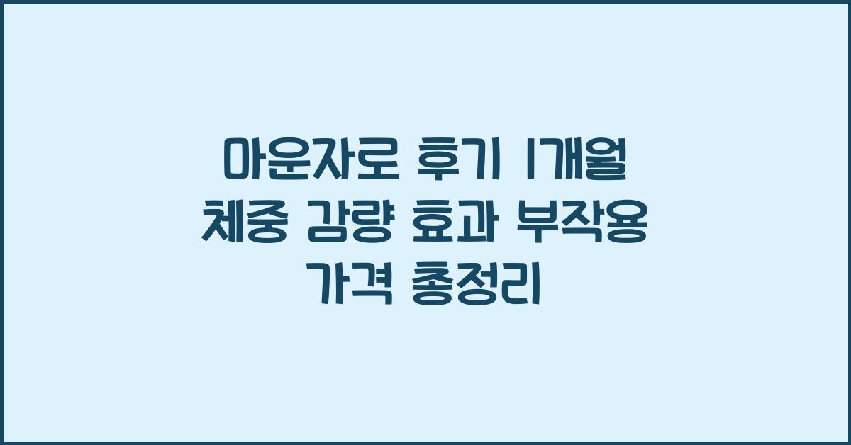 마운자로 후기
