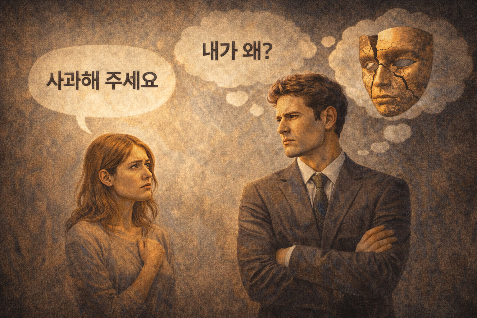 사과를 요구하는 갈등의 순간
