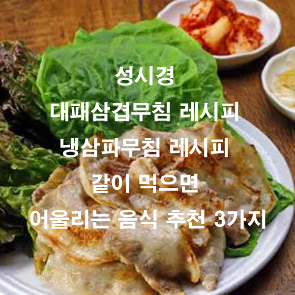 성시경 대패삼겹무침 레시피 냉삼파무침 레시피 같이 먹으면 어울리는 음식 추천 3가지