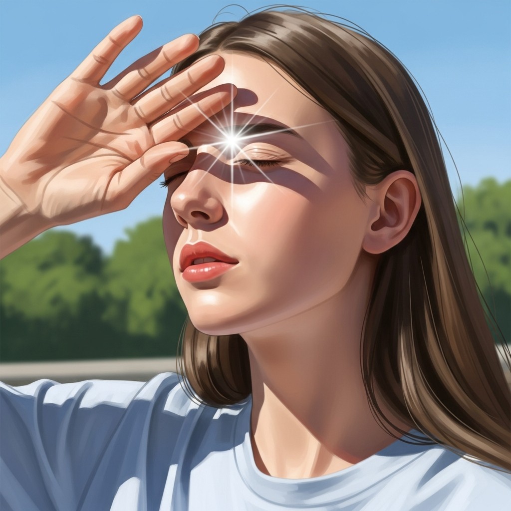 햇빛에 눈부신 표정