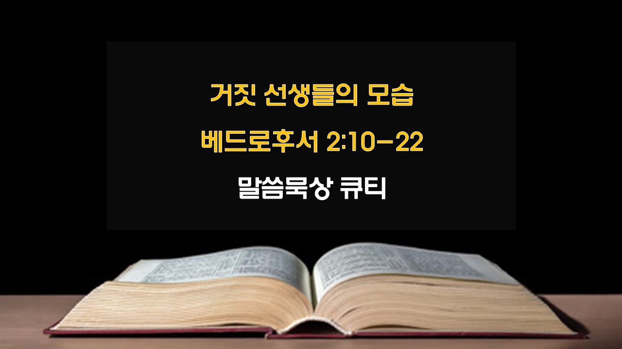 베드로후서 2:10-22 말씀묵상 큐티