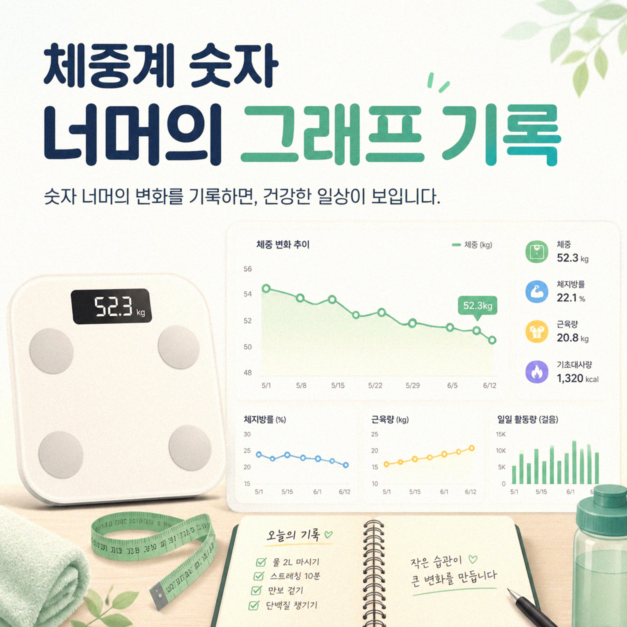 체중 변화, 그래프로 보니 달라 보이던데요