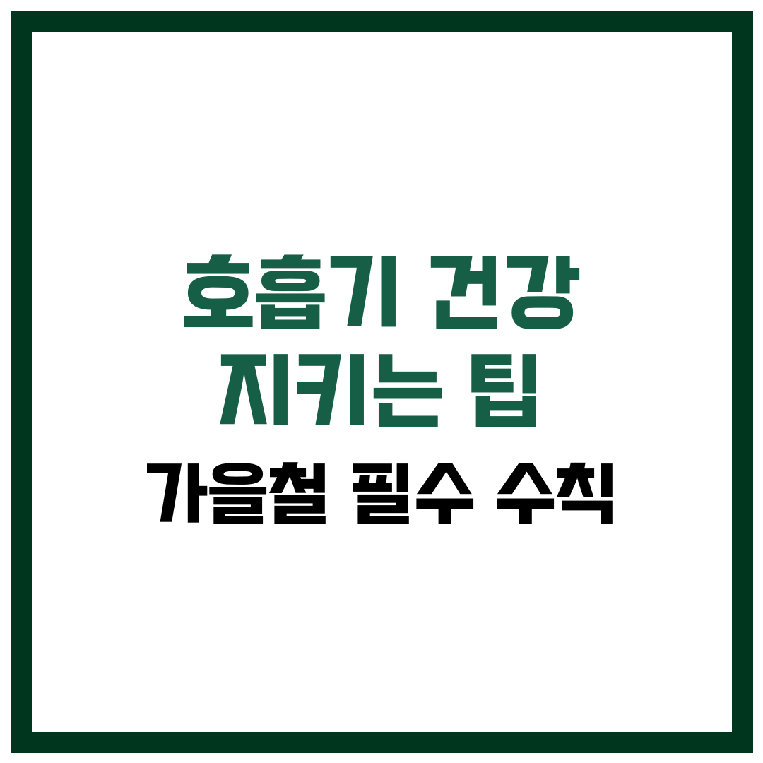 호흡기 건강 지키는 팁