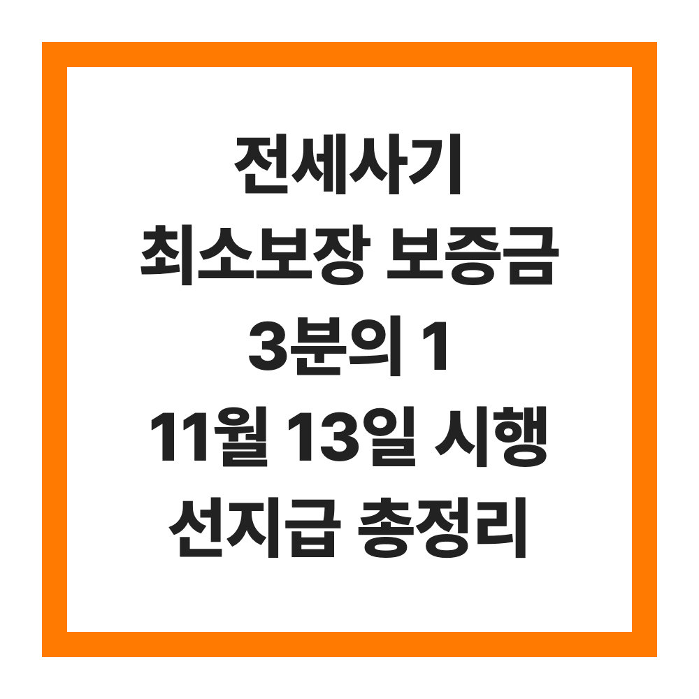 전세사기 최소보장 보증금 3분의 1 11월 13일 시행 선지급 총정리