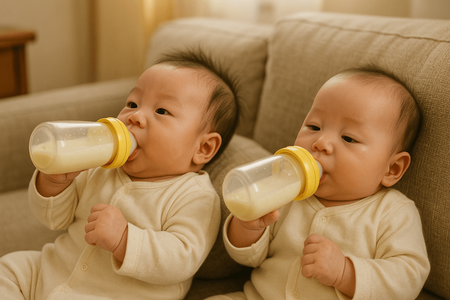 기질상 분유먹는 스타일이 다른 쌍둥이