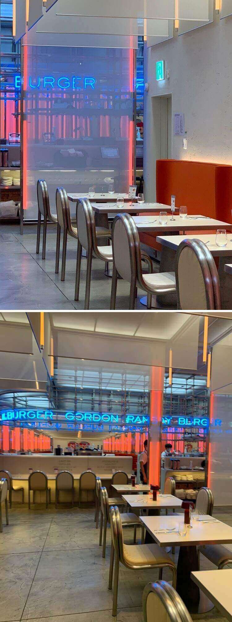 우주선 느낌의 인테리어와 테이블 세팅