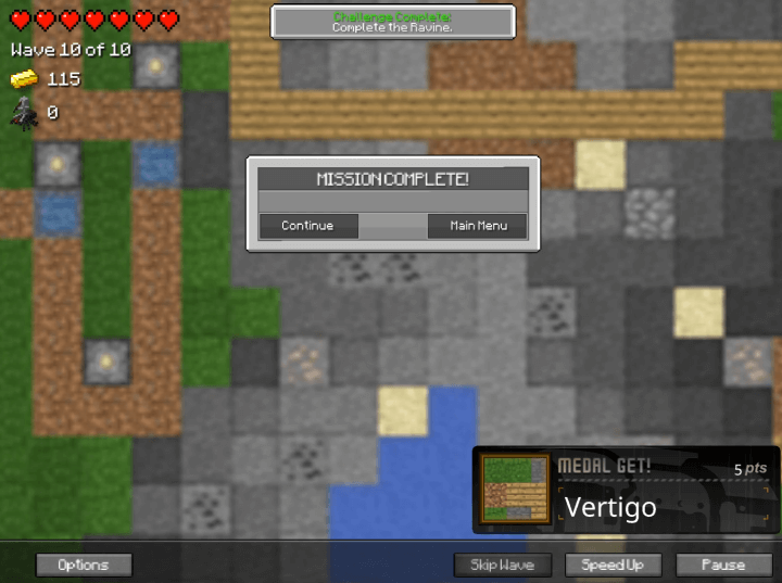 마인크래프트-타워-디펜스2-플래시게임-종료-화면