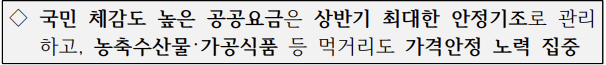 13차 경제대책회의-분야별 대응방향-물가안정-표
