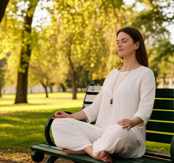 여행중 외로움을 극복을 위해 명상을 하는 모습