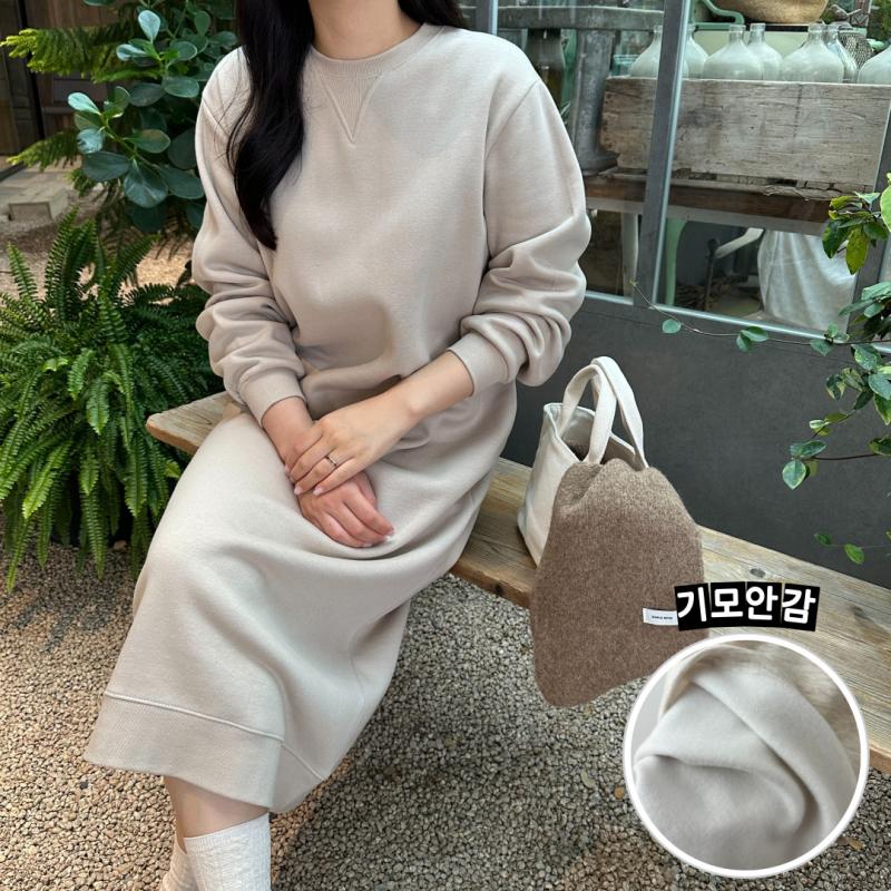 겨울 원피스 맨투맨 베리 부드러운 롱 기모 원피스