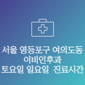 서울 영등포구 여의도동 이비인후과 주말 토요일 일요일 문여는 병원 진료시간