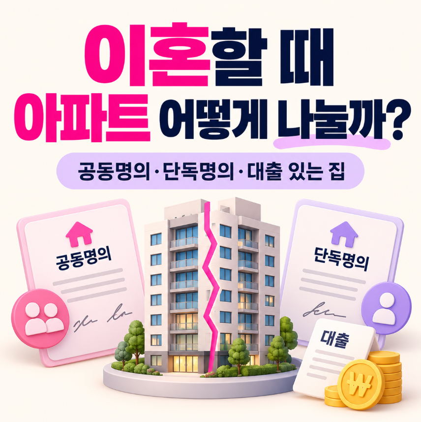 이혼 재산분할 아파트는 어떻게 나눌까?｜공동명의&middot;단독명의&middot;대출 있는 집 총정리