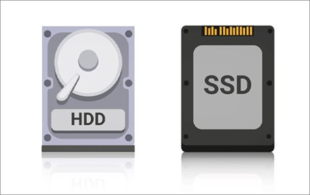 250GB SSD와 1TB HDD 저장장치 구조와 속도 수명 비교