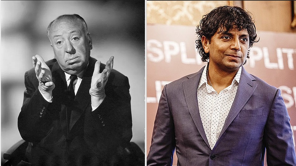 히치콕 감독과 샤말란 감독의 사진