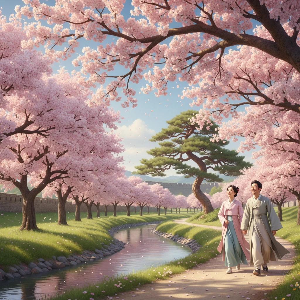 속리산 법주사 벚꽃 개화일 보은 시내..