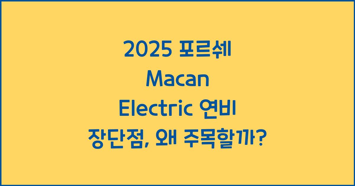 2025 포르쉐 Macan Electric 연비 장단점