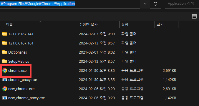 크롬 브라우저 선택