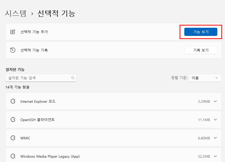 윈도우 선택적 기능