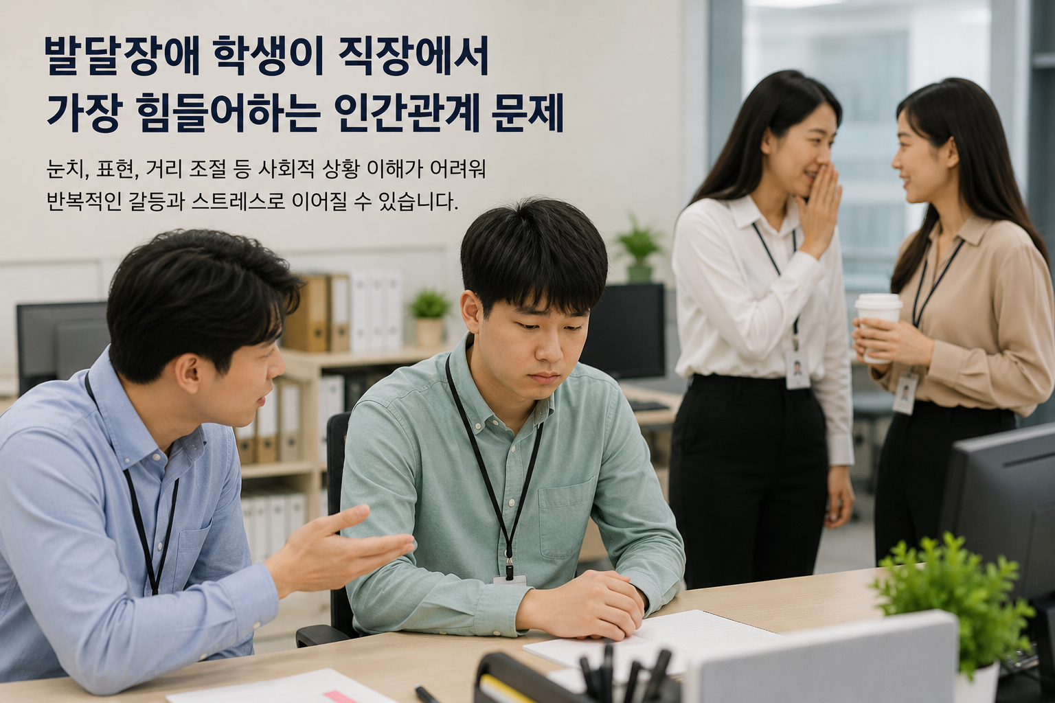 발달장애 학생이 직장에서의 인간관계가 어려워 하는 모습