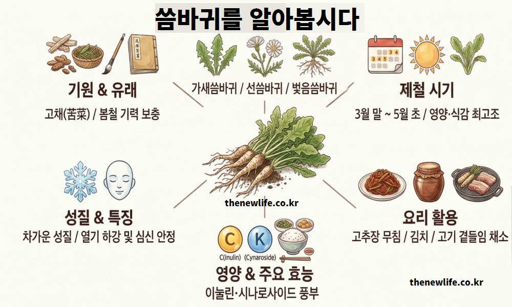 씀바귀 효능 기원과 유래, 종류