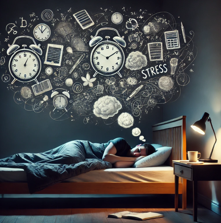 생각이 많아 잠에 들지 못하는 사람에 대한 사진