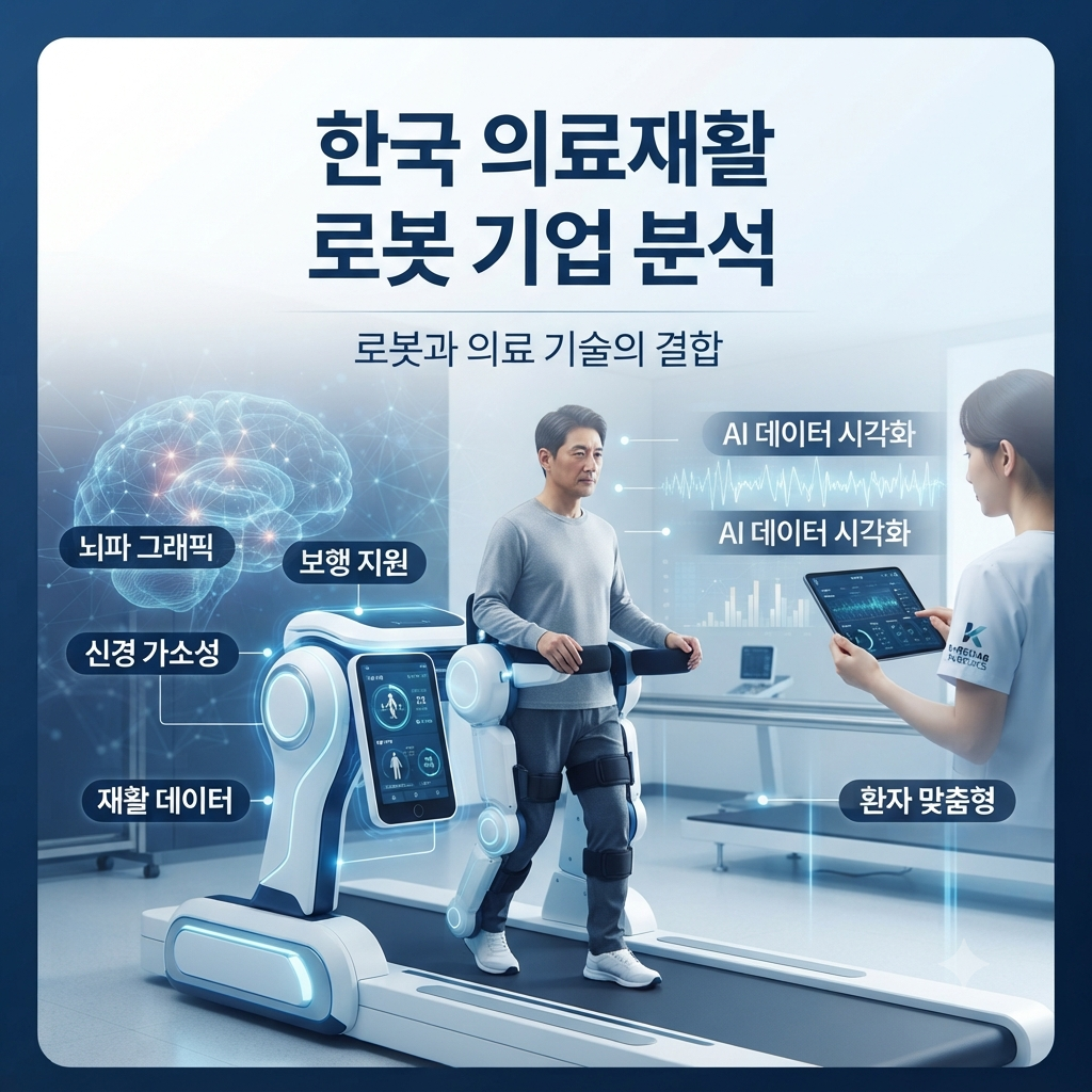 코스모로보틱스 재활로봇과 BCI 기술을 상징적으로 표현한 이미지