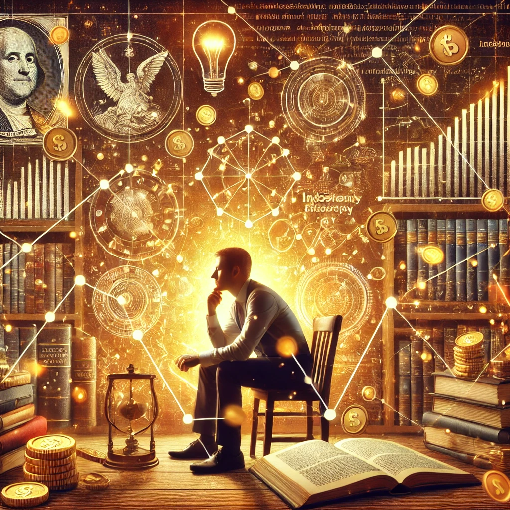 돈을 대하는 철학이 부를 결정한다 &ndash; 『부의 인문학』 책 표지와 부자 사고방식 컨셉 이미지