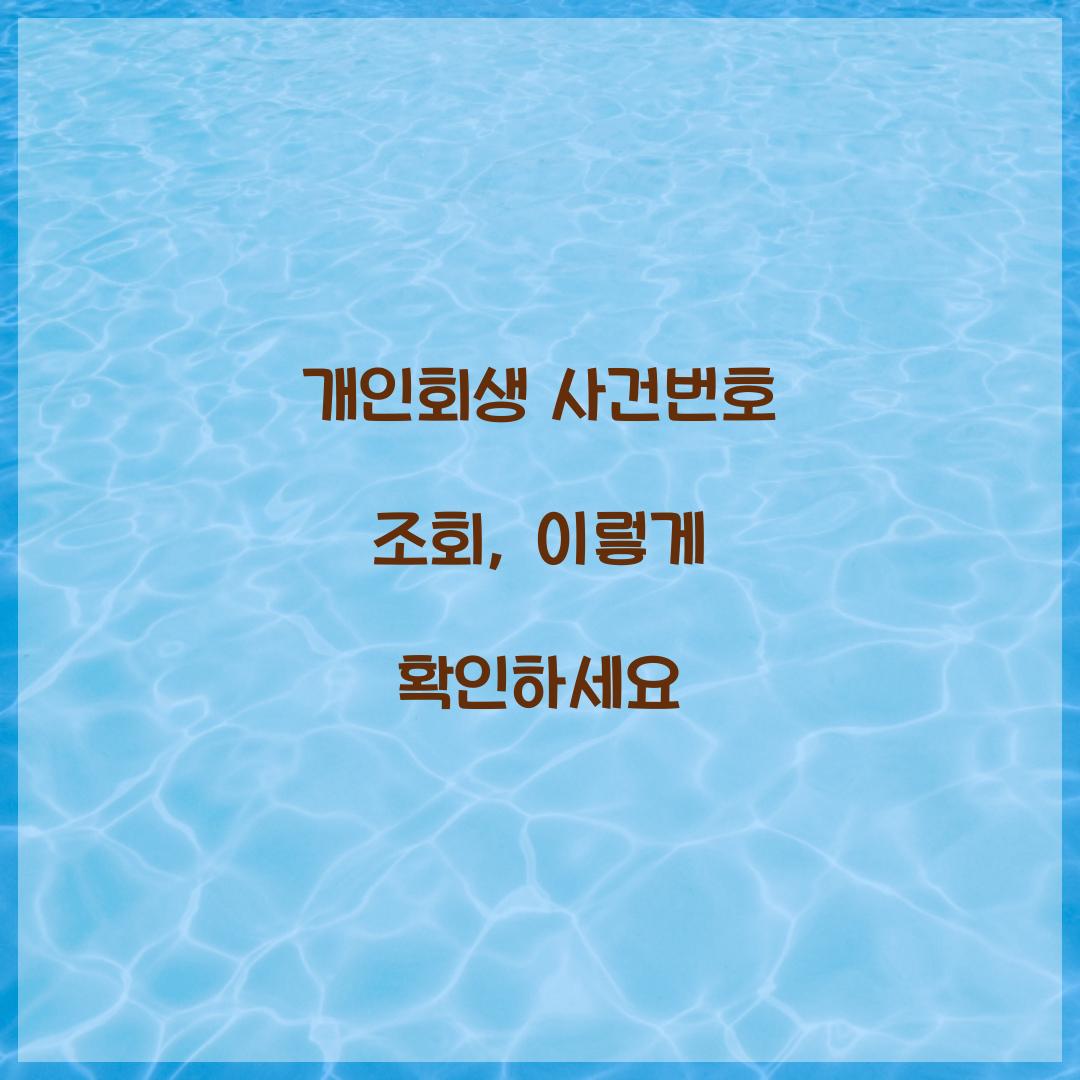 개인회생 사건번호 조회