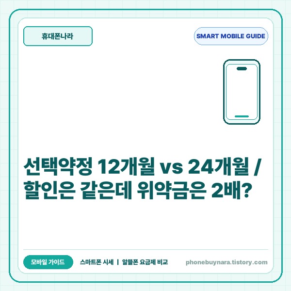 선택약정할인 12개월과 24개월, 할인은 같고 위약금 차이 및 추천 선택