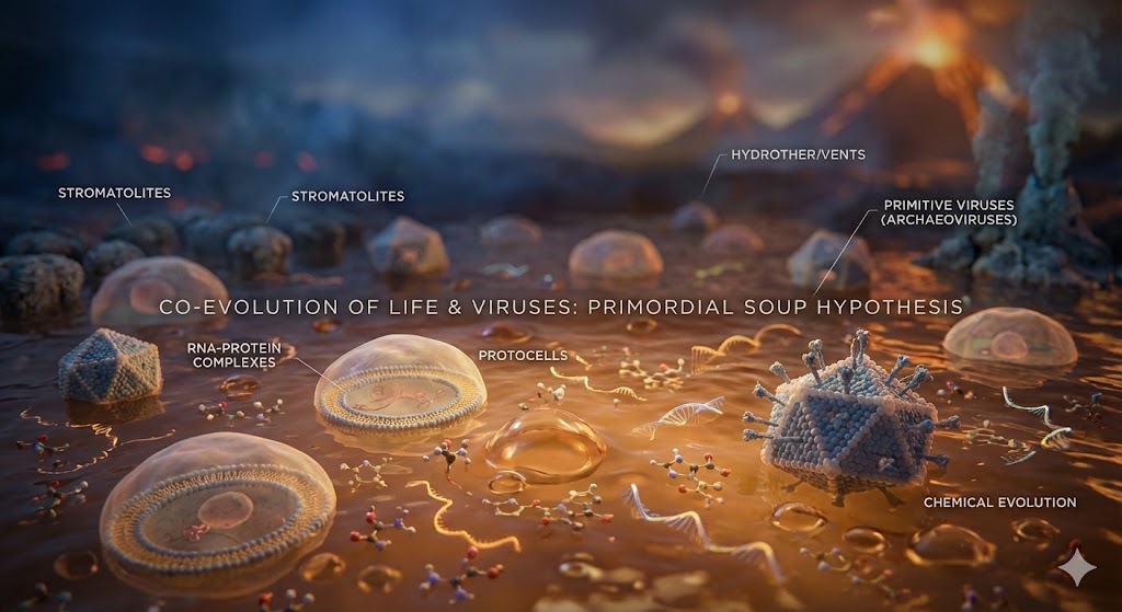태초의 지구에서 함께 탄생하는 세포와 바이러스