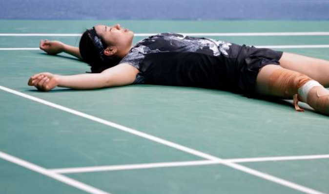 경게장에 누워버린 안세영 사진