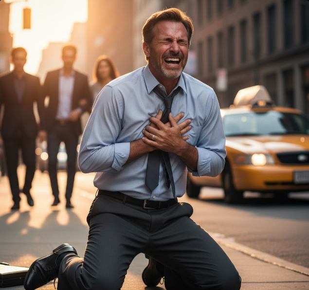 심정지전 통증을 호소하는 중년 남성