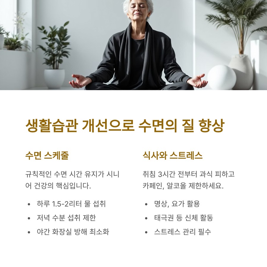 생활습관 개선으로 수면의 질을 높이는 명상과 건강 관리 인포그래픽
