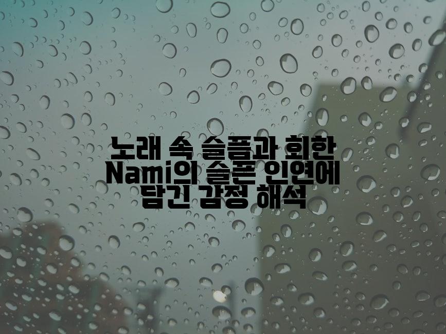 노래 속 슬픔과 회한 Nami의 슬픈 인연에 담긴 감정 해석