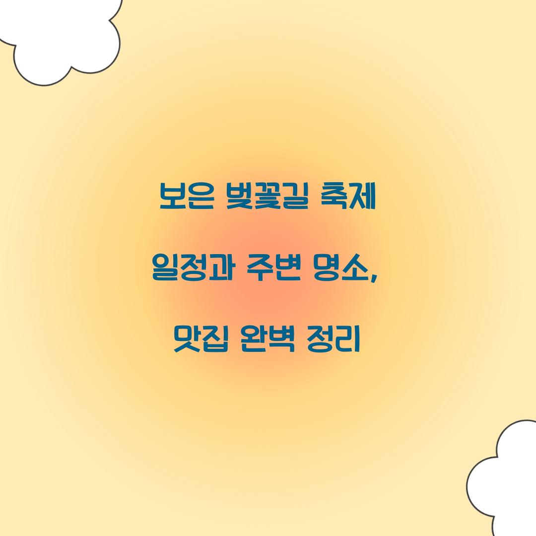 보은 벚꽃길 축제 일정