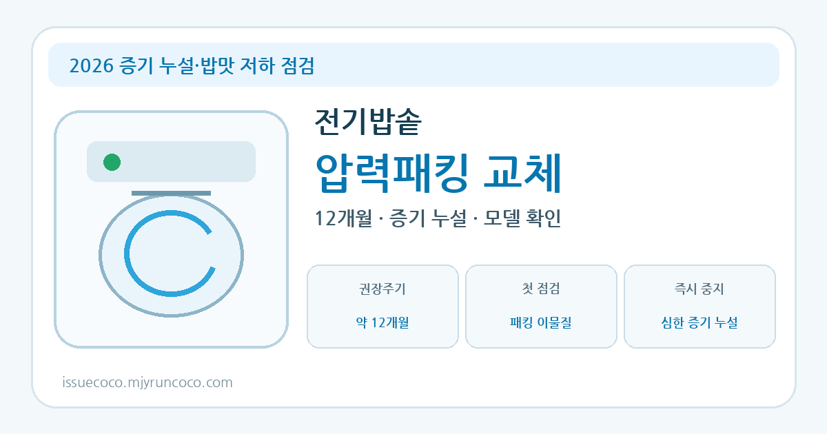 2026 전기밥솥 압력패킹 교체 주기 증기 누설 해결