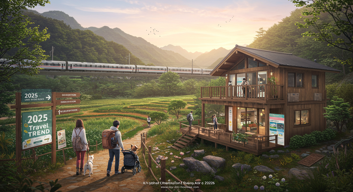 국내여행 2025, 국내여행 트렌드, 반려동물 여행, AI 여행예약, 혼자 여행, 에코숙소, 농촌 여행, 기차여행, 로컬투어, 단기여행