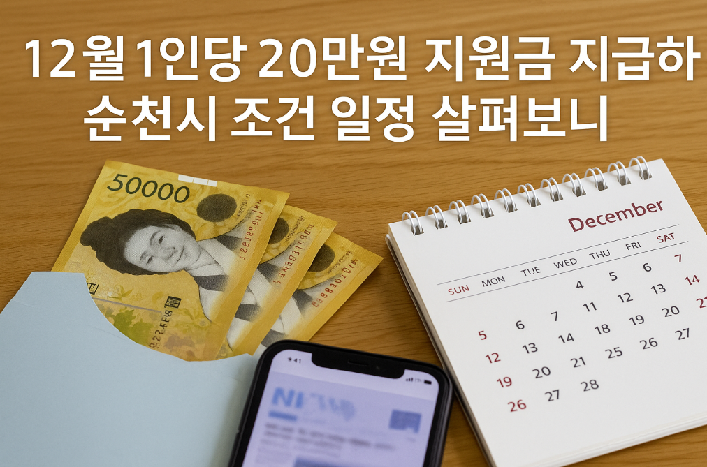 순천시 12월 1인당 20만원 지원금, 신청 자격 되시나요?
