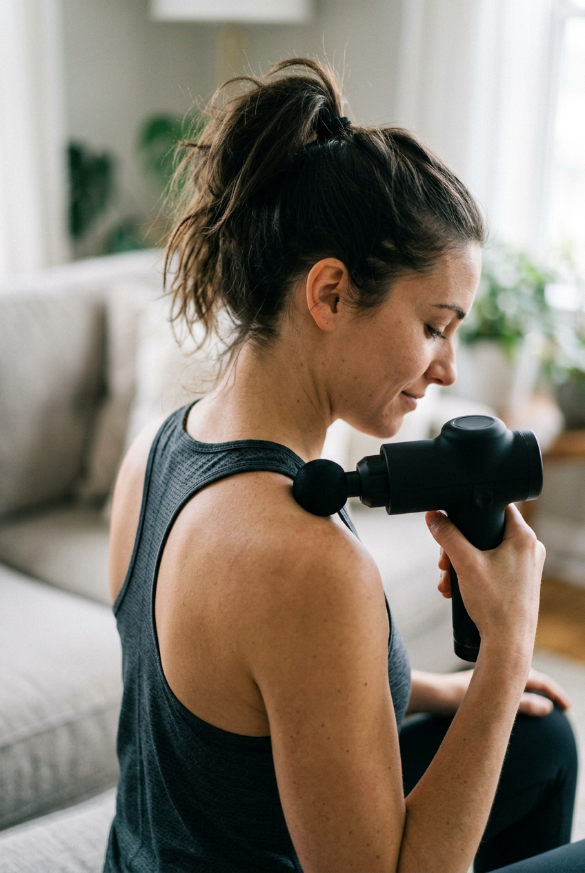 마사지건 추천 효과 근육 이완 사용 장면