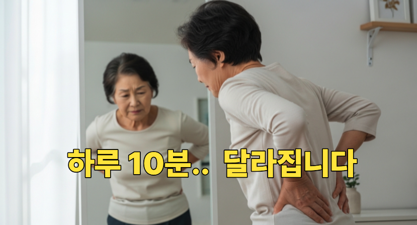 등근육 약화로 굽은 자세
