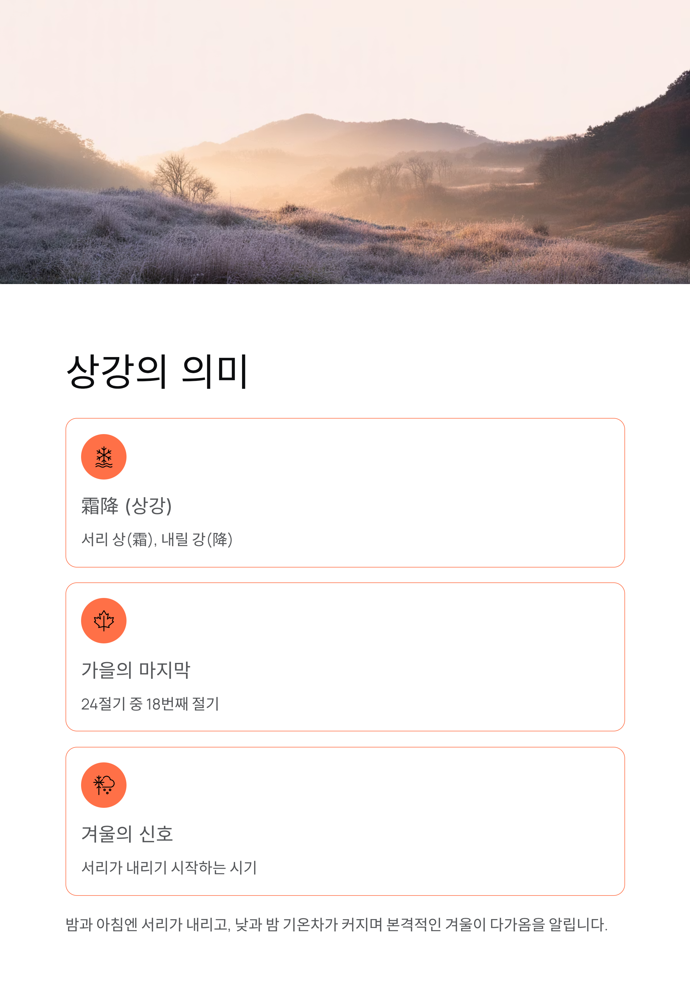 상강 뜻 완벽 정리! 날짜부터 풍습까지 24절기 가이드