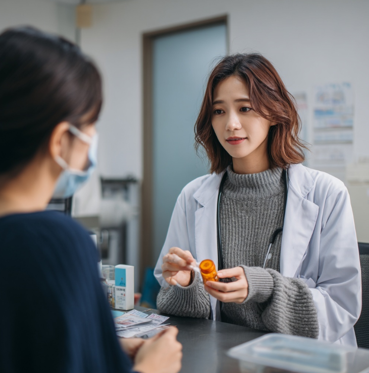 약사에게 대상포진 약을 받는 환자