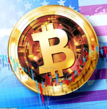 성조기 위 비트코인 사진