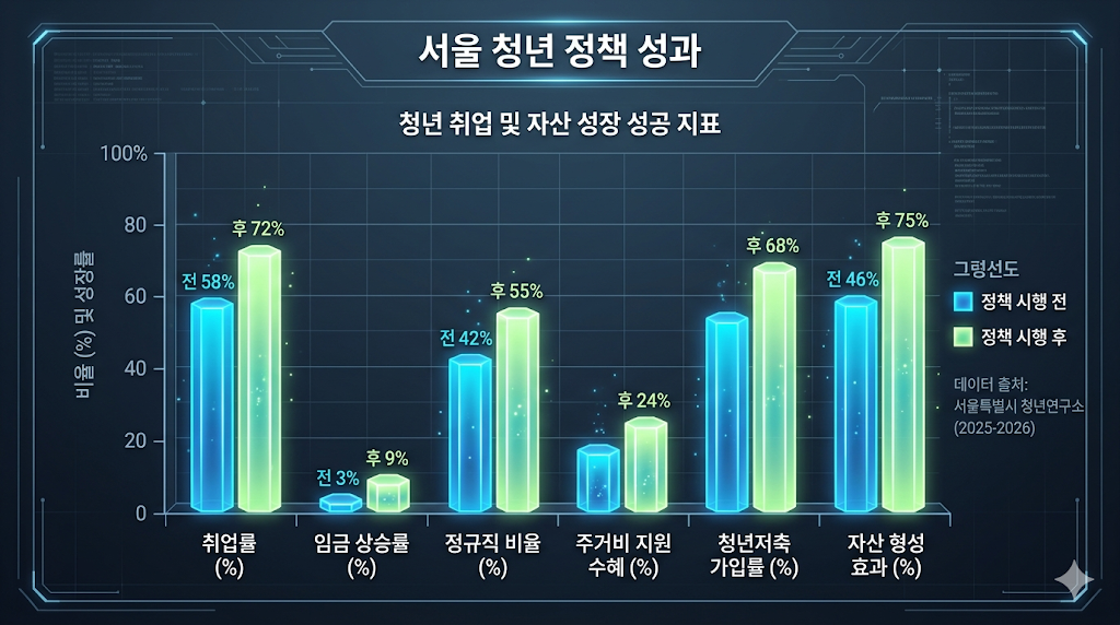 서울시 청년 정책 참여에 따른 성과 비교 대시보드 차트