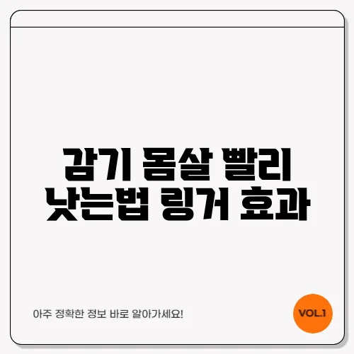 감기 몸살 빨리 낫는법 링거 효과