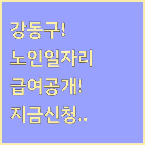 서울 강동구 노인일자리 지원 자격과 ..